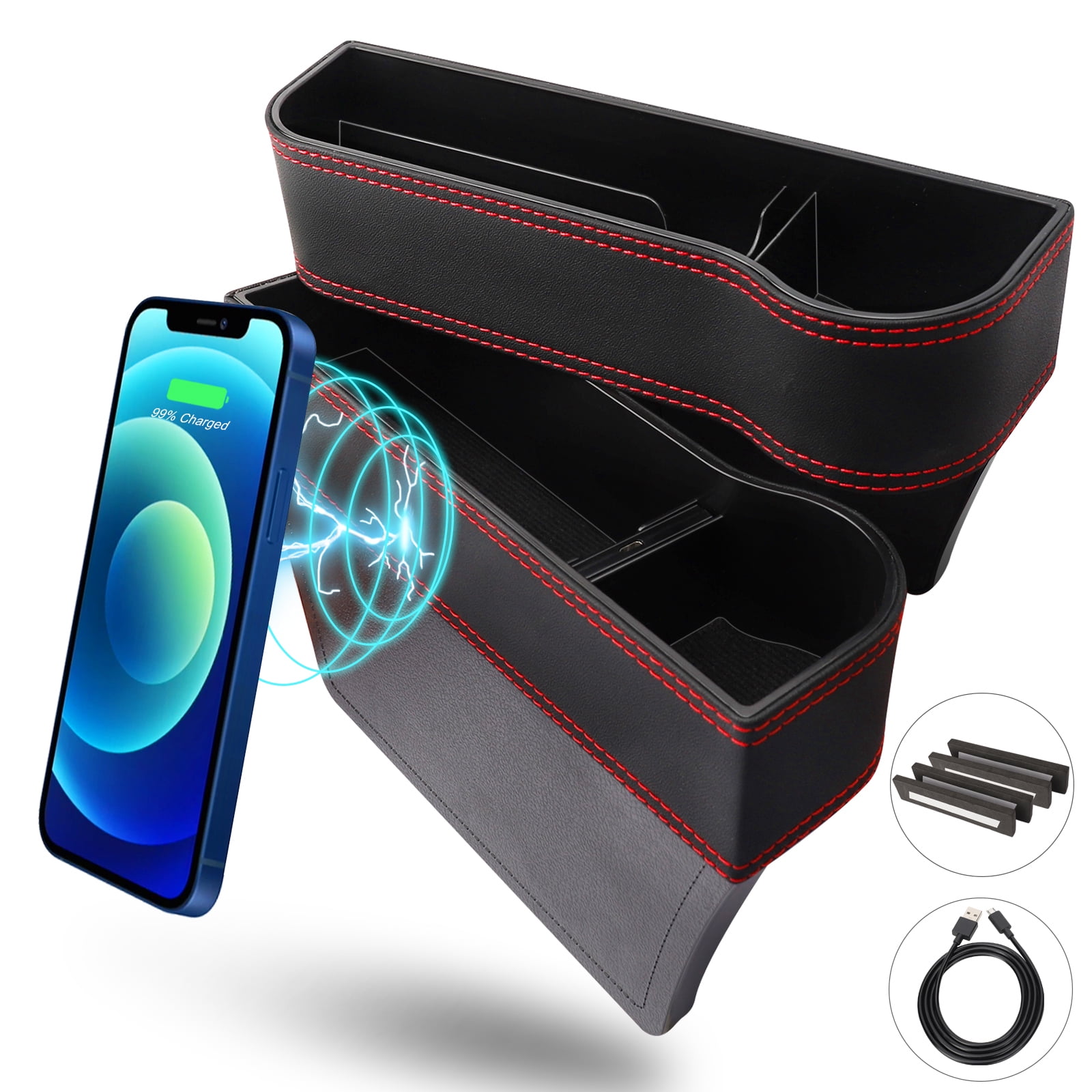 Car Seat Gap Filler, Premium Leather 2 Pack Car Seat Gap Organizers