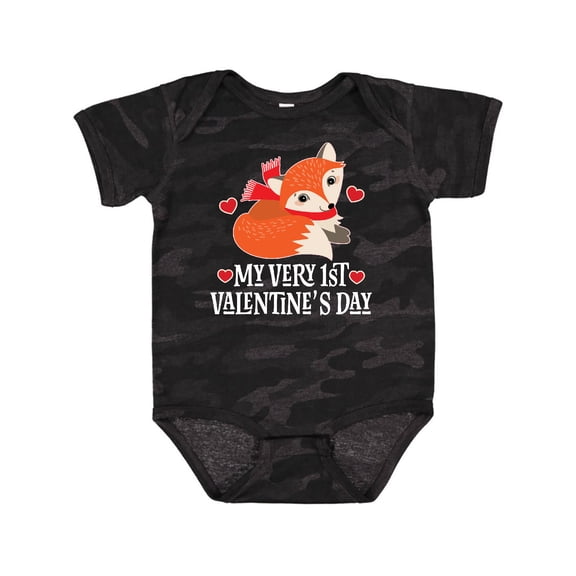 Inktastic Valentines Day Babys 1st Childs Fox Boys or Girls Baby Bodysuit