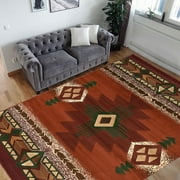 Rust,Green, Ivory and Multi Modern Contemporary Cabin Area Rug