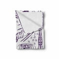 thumbnail image 2 of Outer Space Soft Flannel Fleece Blanket, Minimalist Space Graphic Satellite Orbit Radar Saturn Telescope Space Theme, Cozy Plush for Indoor and Outdoor Use, 60" x 80", Purple White, by Ambesonne, 2 of 6