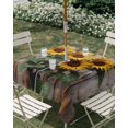 thumbnail image 3 of Square Outdoor Tablecloth with Umbrella Hole Wooden Sunflower Outside Table Cloth Waterproof Patio Table Cover Farmhouse Vintage Wooden Floral Zipper Tablecloths for Picnic Party Camping 54x54 Inch, 3 of 8