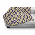 thumbnail image 3 of Mardi Gras Soft Flannel Fleece Blanket, Classical Diamond Line Rhombus Pattern in Traditional Carnival Colors, Cozy Plush for Indoor and Outdoor Use, 50" x 60", Purple Yellow Green, by Ambesonne, 3 of 6