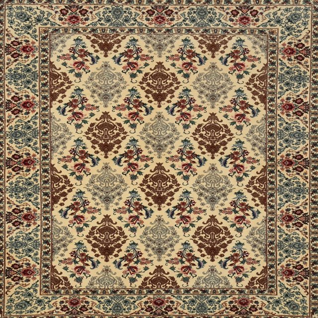 Ahgly Company Tapis d'Intérieur Lavables en Machine, Carrés Traditionnels Sépia Brun, Carrés de 4'