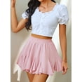 thumbnail image 2 of Avidlove Flowy Mini Skirt for Women Ruffle Skater Skirts Casual High Waist Flared Short Lingerie Skirt Pink, 2 of 4