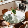 thumbnail image 2 of Pine Tree Forest Elastic Fitted Round Table Cover Forest Green Waterproof Outdoor Tablecloth for Holiday Party, Picnic, Patio & Dining Fits Tables Up to 55"-60", 2 of 8