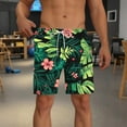 thumbnail image 4 of lcziwo Swim Trunks for Men Hawaiian Beach Shorts Pockets Drawstring Elastic Waist Loose Surfing Shorts Rash Guard Beach Shorts Green L, 4 of 5