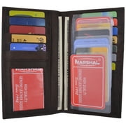 menswallet Mens Leather Long Wallet Pockets ID Card Clutch Bifold Purse, Black
