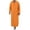 Orange, variant on Mens Kaftan Thobe Long Sleeve Loose Casual V Neck Hooded Linen Robe Long Gown with Pockets Arabic Robe