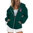 thumbnail image 4 of ZSQDM Women's Hoodies Sweatshirts Streetwear Zip Up Hoodie Breast Cancer Awareness Hoodies for Women Ribbon Graphic Full Zip Up Sweatshirt Oversized Fleece Jackets Clothes Polyester (M), 4 of 7