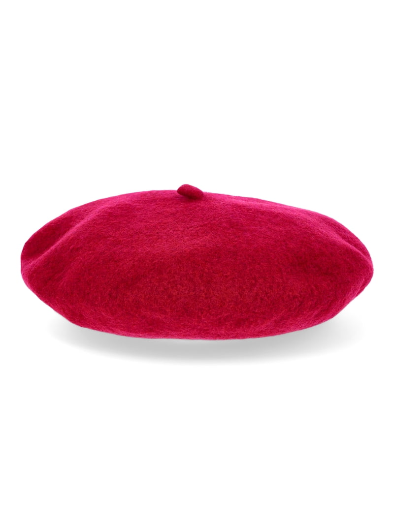 No Boundaries Women's Solid Beret, One Size, Raspberry - Walmart.com