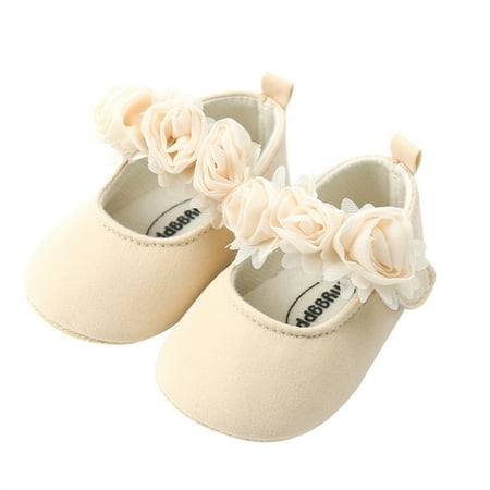 Loliuicca Baby Girl Premium Cloth Flats Infant Flower First Walker Crib Shoes