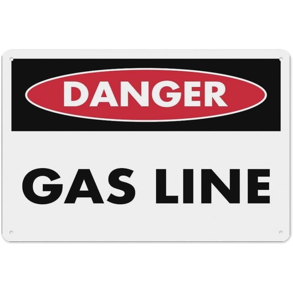 Danger Gas Line Sign 8"x12" - Aluminum Tin Warning for Home Outdoor Garden, Weatherproof Fire Hazard Decor for Digging