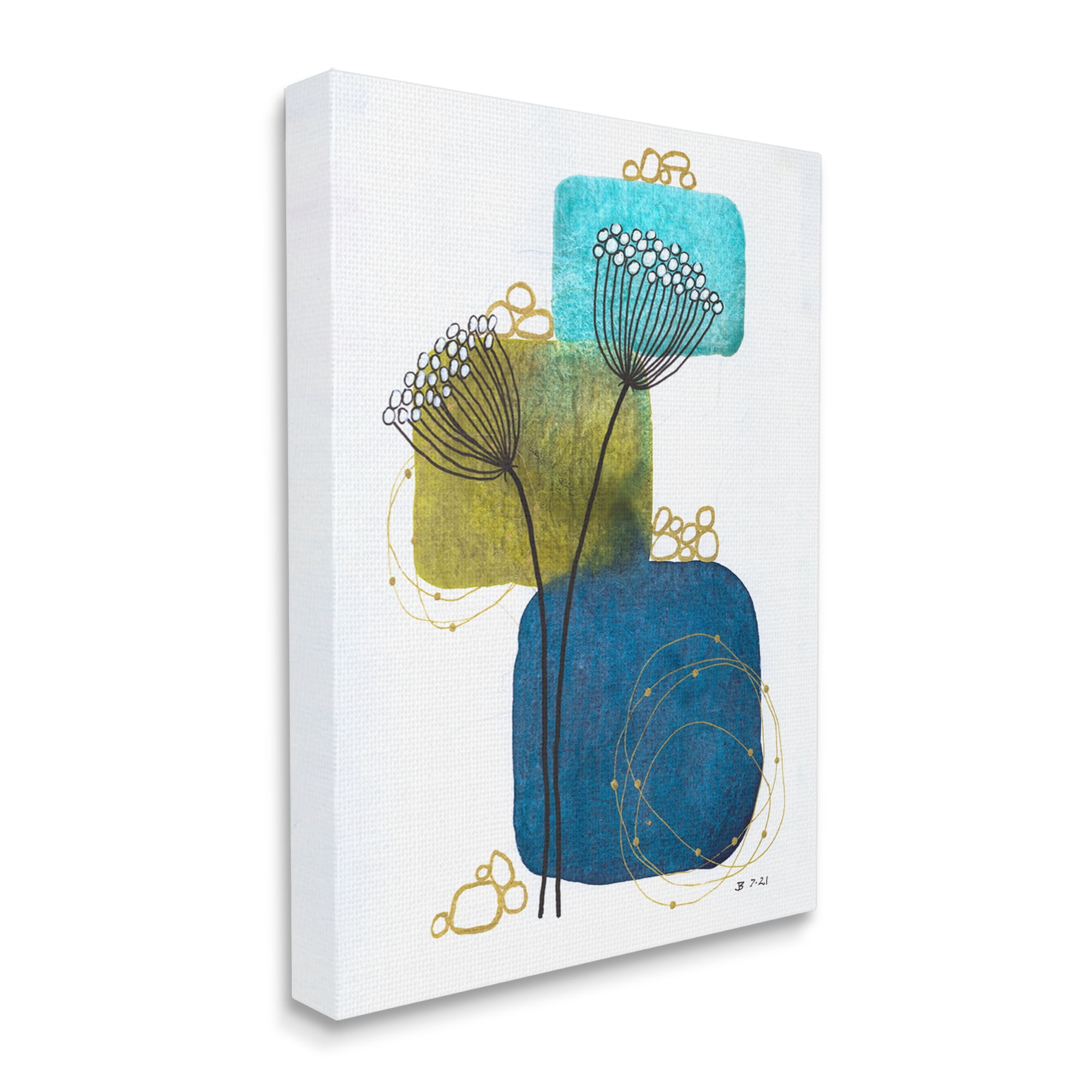 Stupell Industries Dandelion Buds on Blue Botanical & Floral Painting Gallery Wrapped Canvas Print Wall Art, 16 x 20