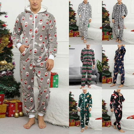 

Cuhas Men Fashion Casual Long-sleeved Christmas Family Pajamas Coverall