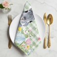thumbnail image 2 of Easter Cloth Napkins, Spring Rabbit Eggs Botanical Floral Green Lattice Washable and Reusable Dinner Napkins Set of 2, Table Napkin for Kitchen Party Birthday Wedding Hotel Housewarming 20"x20", 2 of 9