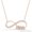 Rose Gold Plated, variant on Infinity Charm Cubic Zirconia CZ Crystal Pave & Cursive "Mom" Script Pendant in .925 Sterling Silver w/ Rhodium w/ Rhodium