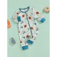 thumbnail image 3 of aturustex Infant Baby Boy Girl Football Romper 0-18M Newborn Full Length Zipper Jumpsuit Long Sleeve Bodysuits Cute Printed Round Neck Rompers Toddlers Loose Casual Daily Spring Fall Clothes, 3 of 8