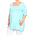 thumbnail image 2 of Women's Plus Size 3/4 Sleeves Scoop Neck Babydoll Solid Tunic Top Dress Made in USA, 2 of 5