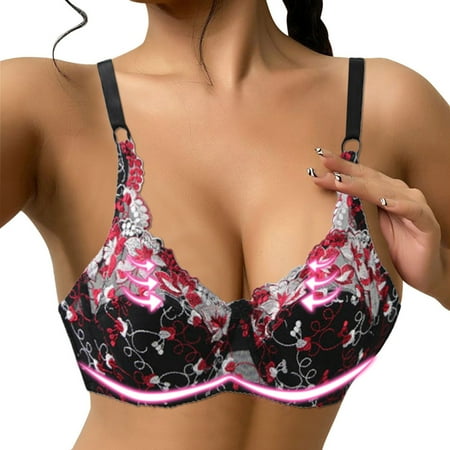 

MRULIC bras for women Women Lace Bra Thorn Plus Size Underwear Bra Pink + 80C