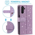 thumbnail image 3 of Wallet Phone Case for Samsung Galaxy A15 4G/5G, Retro Matte 9 Card Holder Slots Zipper Pocket Handbag Case PU Leather Magnetic Closure Kickstand with Wrist Strap Flip Folio Purse Case - Purple, 3 of 17
