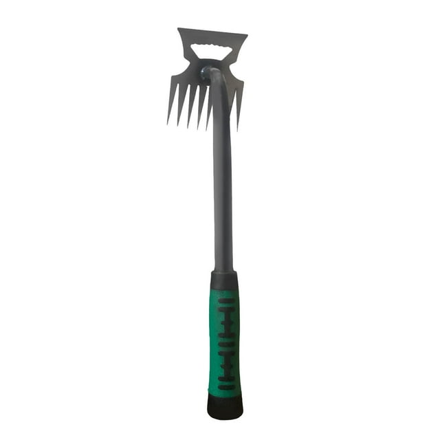 DYNWAVECA 14inch Manual Weeder Tool Weed Puller Weed Pulling Tool 2 in 1 Hollow Hoe and Rake for Planting Vegetables Landscaping Sturdy