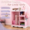 thumbnail image 5 of Ktaxon Kids Dress Up Storage Armoire Wardrobe Dresser Children Costume Organizer Portable Closet with Mirror & 3 Drawers for Bedroom Party Nursery, Pink, 5 of 11