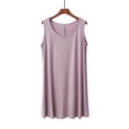 thumbnail image 4 of dazeni Plus Size Soft Modal Sleep Tank Dresses for Women Lightweight Loose Casual Crewneck Sleep Dress Solid Nightgown Sleepwear Purple XXXXL, 4 of 9