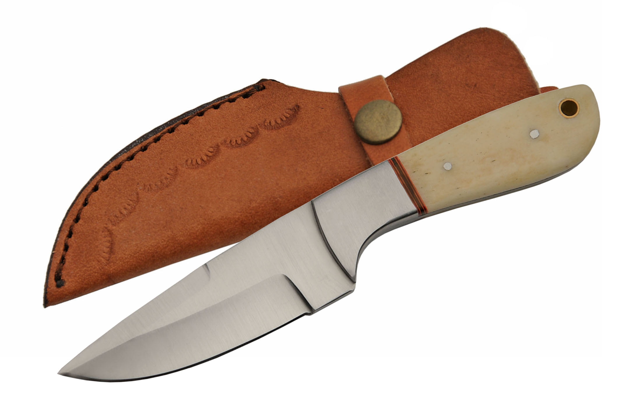 Photo 1 of Hunter Brass Bolsters Knife With White Smooth Bone Handle