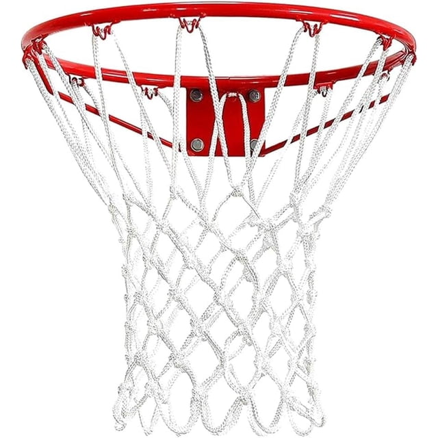 Basketball Net Replacement Heavy Duty Basketball Hoop Net Polyester White Basketball Net Basketball Accessories Suitable for Outdoor Standard 12 Loops Basketball Hoop