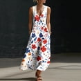 thumbnail image 2 of VBVC Women's Floral V-Neck Sleeveless Maxi Dress,Button Detail Loose Flowy Dress For Women,Ladies' Casual Patriotic Summer Sundress with Pockets,Multicolor,S-3XL, 2 of 8