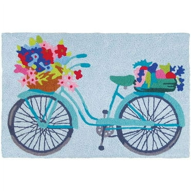 Flower Basket on Bicycle Rug - 20 x 30 in.
