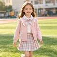thumbnail image 2 of Afdoent Girls 3 Piece Outfit For Little Girls Blouse Plaid Pleated Skirt And Cardigan 3 Piece Outfit For School Day 160, 2 of 4