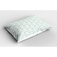 thumbnail image 2 of Bird Pillow Sham Set of 2, Marine Themed Cartoon Design with Seagulls Flying over Waves, Quality Microfiber Bedding Item for All Seasons, 26" x 20", Teal Olive Green, by Ambesonne, 2 of 3