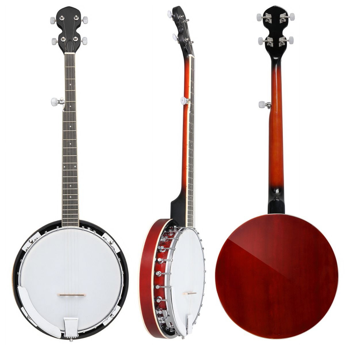 Full Size 5 String Right Handed Banjos Set with Closed Solid Sapele Back & Premium Mahogany Neck and Premium Accessories
