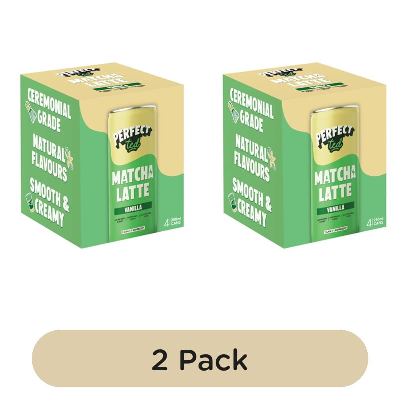 PerfectTed Matcha Latte Vanilla 4 x 250ml, British Import (Pack of 2)