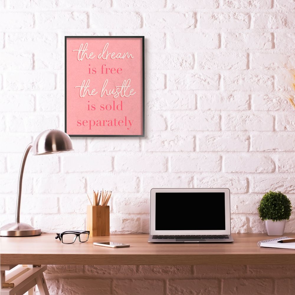 Stupell Industries The Dream Is Free Fashion Modern Pink Textured Word Design Framed Giclee Texturized Art by Daphne Polselli