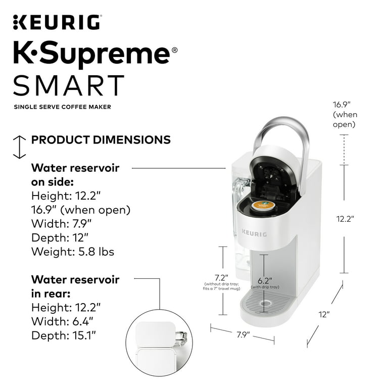 Keurig K-Supreme SMART - Cafetera inteligente, tecnología MultiStream,  prepara tamaños de taza de 6 a 12 onzas, color gris