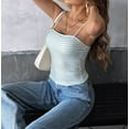 thumbnail image 6 of Women Y2K Sleeveless Striped Spaghetti Strap Crop Tank Backless Slim Fit Aesthetic Going Out Tops Girls Blue & White L, 6 of 8