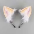 thumbnail image 4 of Diadema con orejas de gatito de peluche para mujer y niña, aro para el pelo con orejas de animal para escenario Amarillo, 4 of 7