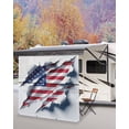 thumbnail image 5 of 4th of July RV Awning Sun Shade Screen 9'X7' Patriotic American Flag Mesh Sunscreen Torn Paper Awning Shade Screen with Zipper UV Blocker Completed Kits Outdoor Canopy for RV Motorhome Camper Travel, 5 of 7