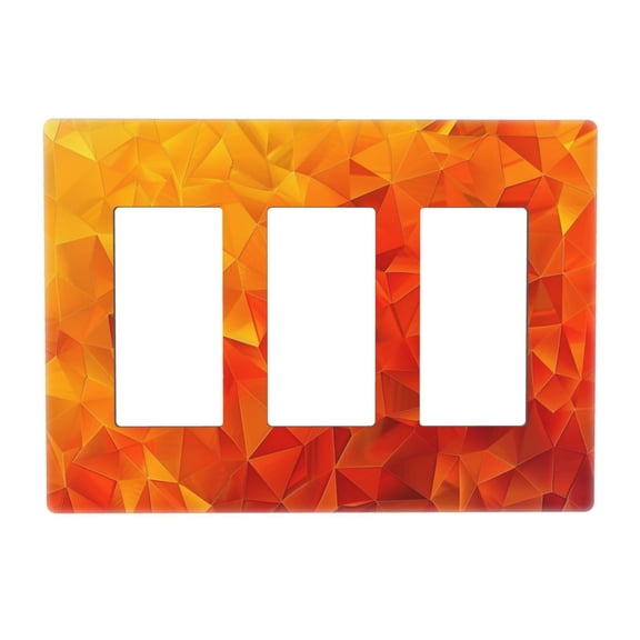 Red Orange Grid 3 Gang Toggle Light Switch Cover Decorative Switch Plates and Outlet Covers Wall Plates for Electrical Kitchen Home Office Art Decor
