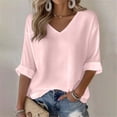 thumbnail image 2 of Yigetop Long Sleeve Shirts for Women, Women Long Sleeve Tops Casual V Neck Tshirts Basics Tee 2025 Fall Trendy Clothes Womens Long Sleeve T Shirts Pink 2XL, 2 of 6