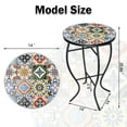 Outdoor Mosaic Patio Side Table Small Round Patio Accent Printed Glass