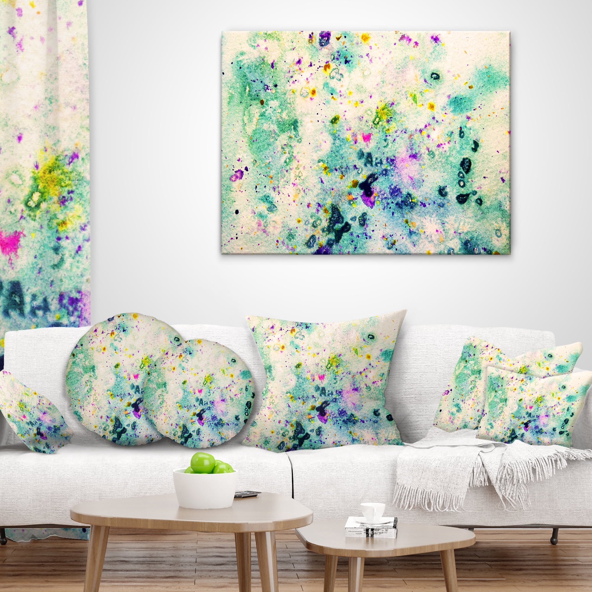 Designart Color Splatter - Abstract Throw Pillow - 16x16