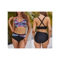 thumbnail image 3 of Yunliwuli Women 2 Pieces Bikini Swimsuits Ethnic Style/Stripe/Tie-Dye/Animal Pattern Padded Bra Thong Bottoms Beach Bathing Suit Set, 3 of 10