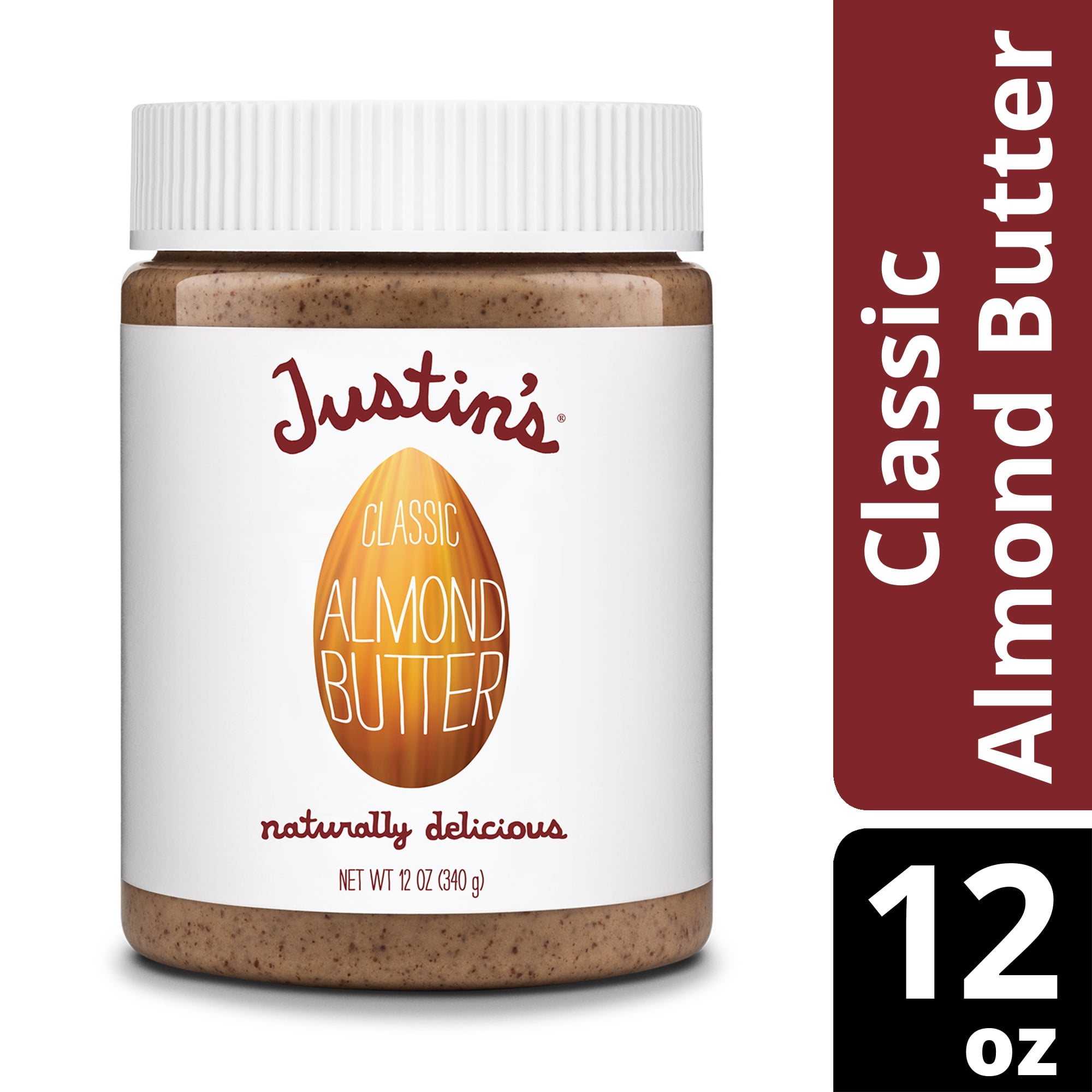 JUSTIN'S Classic No Stir Gluten-Free Almond Butter, 12 oz Jar