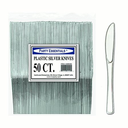 1 - Party Essentials Plastic Knives - Silver 50 Ct. (NEWI