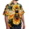 thumbnail image 2 of Starry Bees in the Sky Men's Casual Hawaiian Shirts, Printed Button Down Short Sleeve Summer Beach Tops with Spread Collar - Unisex, 2 of 6
