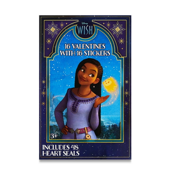 Disney Wish Valentine Exchange Cards with Stickers, Greeting Card Sets, Paper, Party, 16 Count