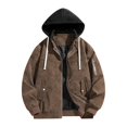 thumbnail image 2 of Homenesgenics Jackets for Men Big and Tall Long-Sleeve Relaxed-Fit Leather Plus Size Casual Hooded Outerwear Brown XXXXL, 2 of 8
